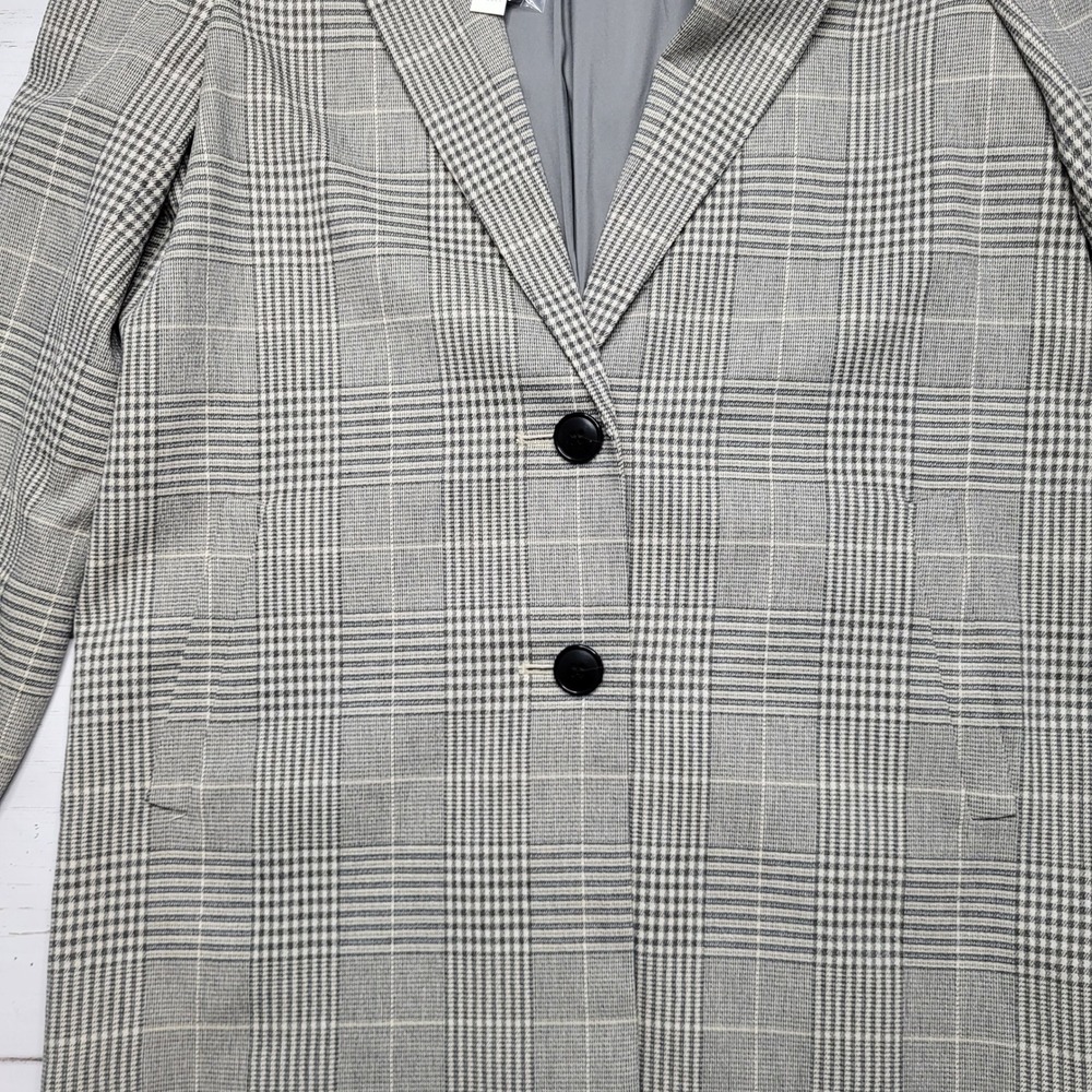 Madewell Dorest Blazer Jacket Galloway Plaid Gray Button Slouchy Oversized Small - Picture 7 of 9